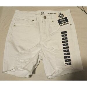 NY&C New York Company White High Waist Distressed Denim Shorts Size‎ 0 Inseam 5"